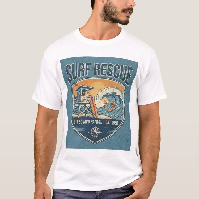 T-shirt Surf Rescue Lifeguard Patrol Est 1950 (Devant)