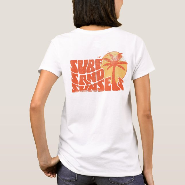 T-shirt Surf Rétro Couchers de soleil Palm Tree Beach Vibe (Dos)