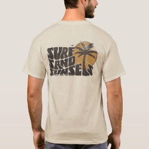 T-shirt Surf Rétro Couchers de soleil Palm Tree Beach Vibe