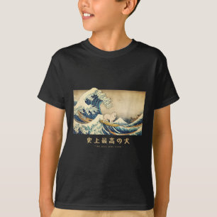 T-shirt Surf Samoyed Kanagawa Vague Chien Japonais Drôle