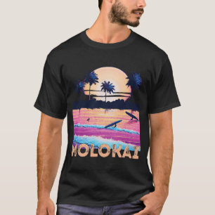 T-shirt Surf souvenir Retro Molokai Hawaii