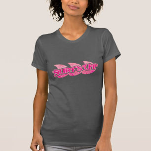 T-shirt Surf Up dames rose vif vagues sur tee marron