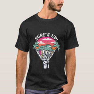 T-shirt "Surf Up" Surfer's Surfing Beach Skeleton