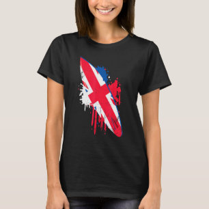 T-shirt Surf Vintage Avec Drapeau Union Jack Uk - Surfin