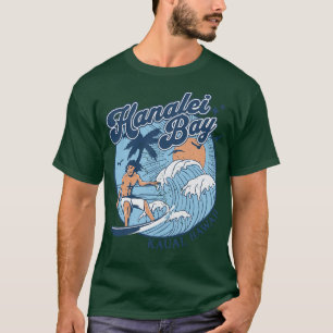 T-shirt Surf Vintage des années 1970 Hanalei Bay Kauai Haw
