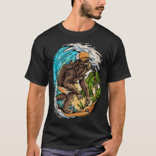 T-shirt Surfant Bigfoot Sasquatch Planche de surf de plage