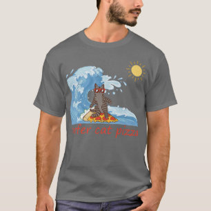 T-shirt surfer Chemise rétro pizza garçon surfer chat pizz