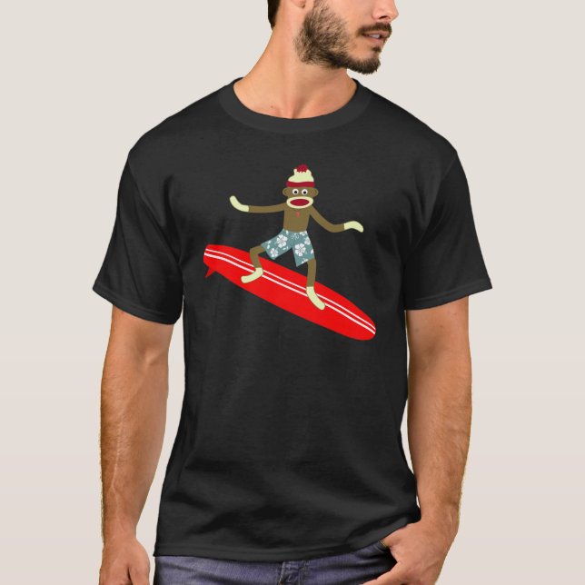 T-shirt Surfer de singe de chaussette (Devant)