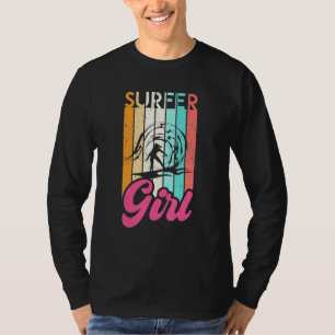 T-shirt Surfer Girl Surfboard Femmes Surf Ocean Retro Surf