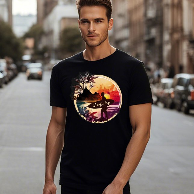 T-shirt Surfer rétro Sunset Beach Hommes (Créateur téléchargé)