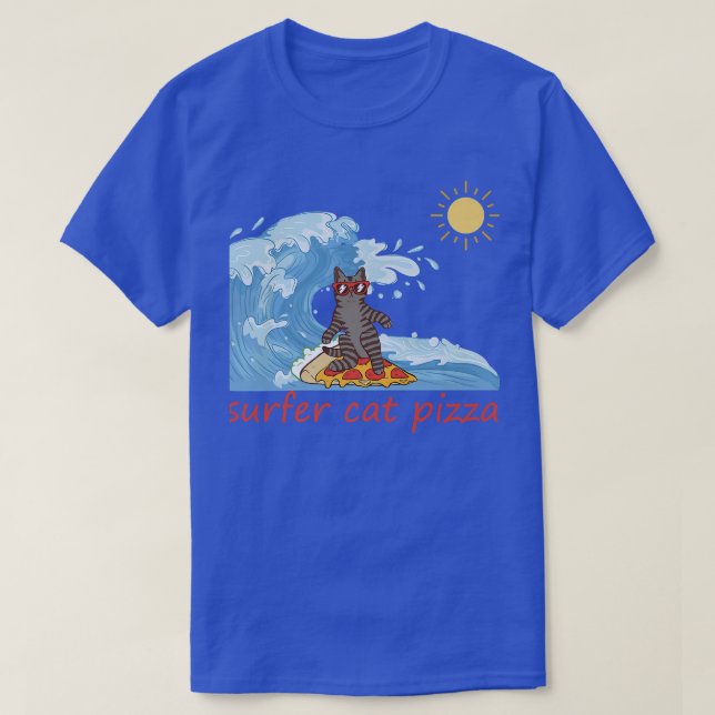 T-shirt Surferretro Pizza Boy Surfer Chat Pizza Surf au fr (Design devant)