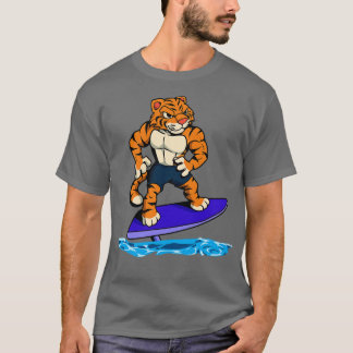 T-shirt Surfeur de tigre sur la planche de surf hydrofoil
