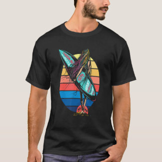 T-shirt Surfeur Rétro Coucher de Soleil Planche de Surf Su
