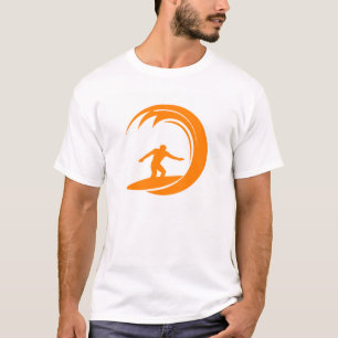T-shirt Surfing d'orange et de blanc