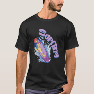 T-shirt Surfing Girl Ocean Waves Surfboard Surfer