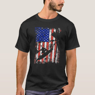 T-shirt Surfing Surf Fan Usa Flag American Patriotic Surfe