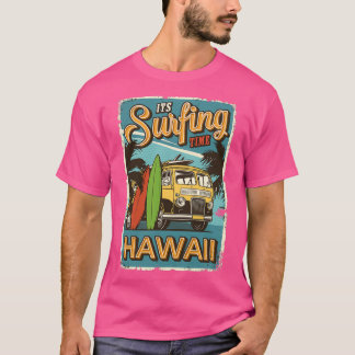 T-shirt surfing time hawaii retro