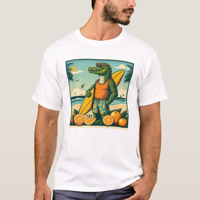 T-shirt Surfs cool Alligator (Devant)