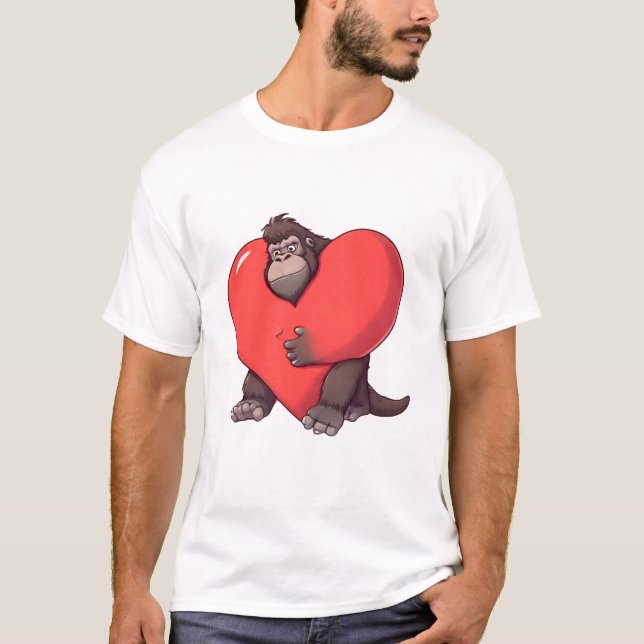 T-shirt Surprised Gorilla with Giant Heart (Devant)