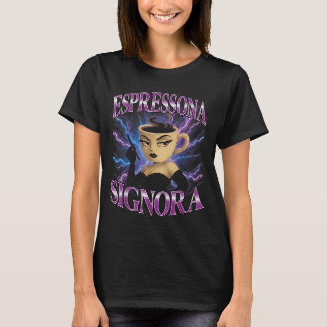 T-shirt Surreal Italian Brainrot Meme Espressona Signora F (Devant)