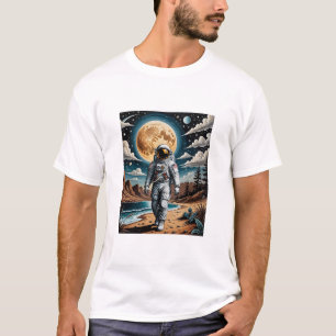 T-shirt Surreal Moon Astronaut Paysage T Shirt