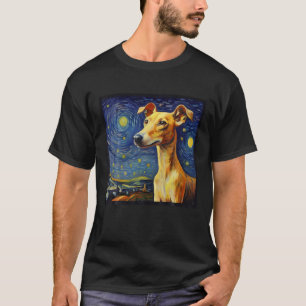 T-shirt Surreal Starry Night Whippet Chien T Chemise