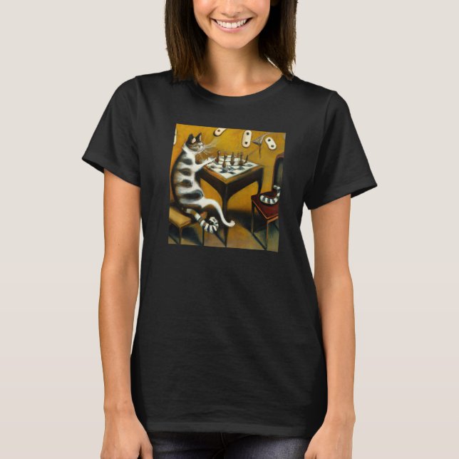 T-shirt Surrealist Dream like Oil Painting Of Cut Playing  (Devant)