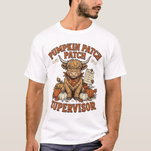 T-shirt Surveillant de la Patch de Citrouille Vache Highla