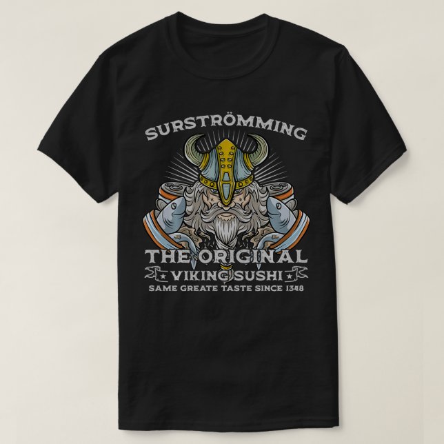 T-shirt Surveiller Le Sushi Viking Hareng Scandinave (Design devant)