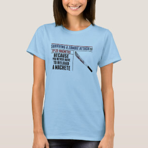 T-SHIRT SURVIE D'UNE ATTAQUE DE ZOMBI ; MACHETTES