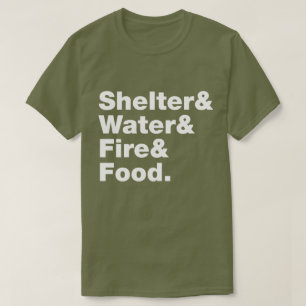 T-shirt Survival (Abri & Eau & Feu & Nourriture)