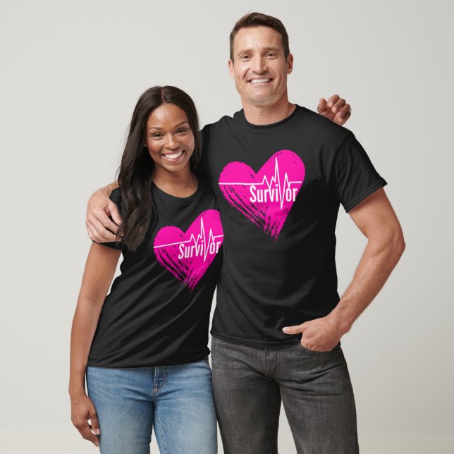 T-shirt Survivant - coeur rose (Unisexe)
