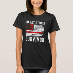 T-shirt Survivant de crise cardiaque Drapeau américain vin