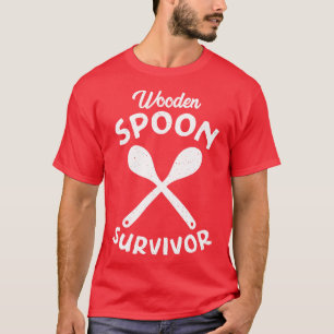 T-shirt Survivant de la cuillère en bois, texte blanc dése
