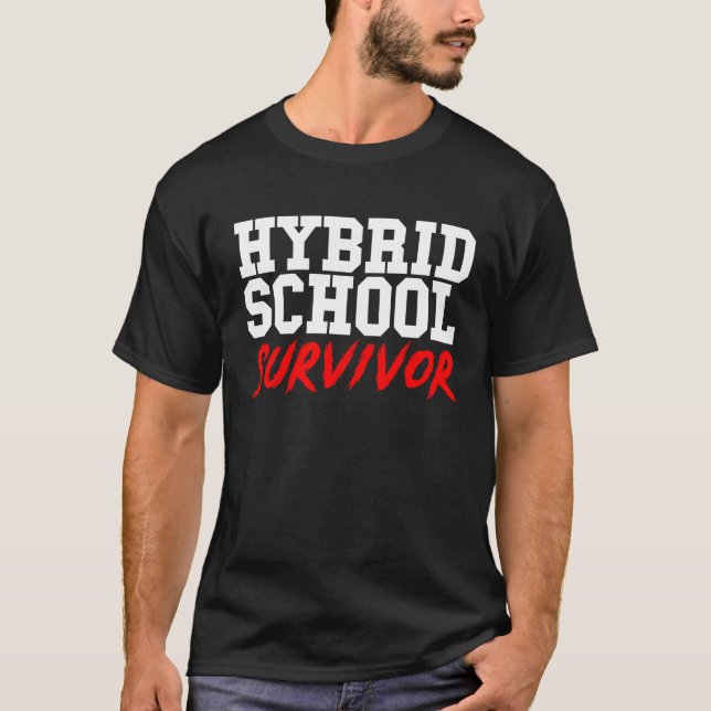 T-shirt Survivant de l'école hybride 2021 Diplôme virtuel (Devant)