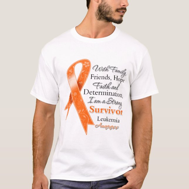 T-shirt Survivant fort de soutien de leucémie (Devant)