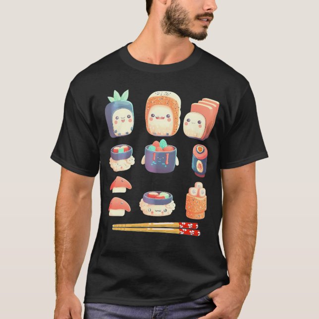 T-shirt Sushi Anime Kawaii Nourriture japonaise Lover Otak (Devant)