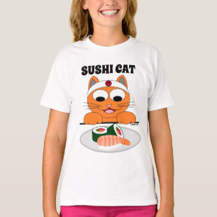 T-shirt SUSHI CAT Cartoon Chat Mange Sushi Funny