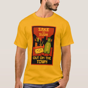 T-shirt sushi et saké