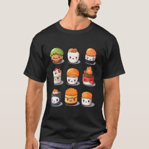 T-shirt Sushi Face Nigiri Maki Sashimi Saumon Japonais Foo