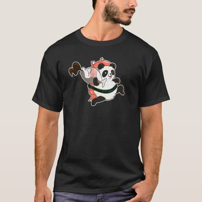 T-shirt Sushi Panda Cute Avec Crevettes Volant Sauce De So (Devant)