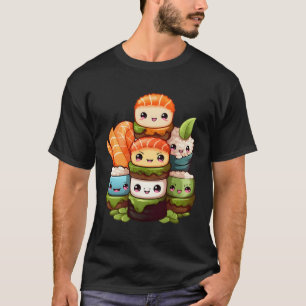 T-shirt Sushi Pile Nigiri Maki Sashimi Saumon Japonais Foo