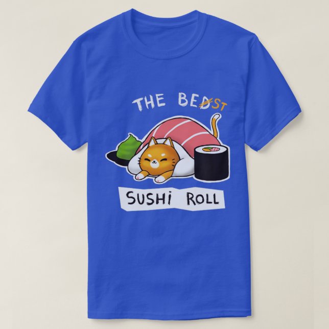 T-shirt Sushi Roll Lit Chat Funny Cute Kitty Distanaise so (Design devant)