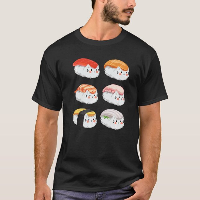 T-shirt Sushi Sixpack Chats pour tous les chats (Devant)