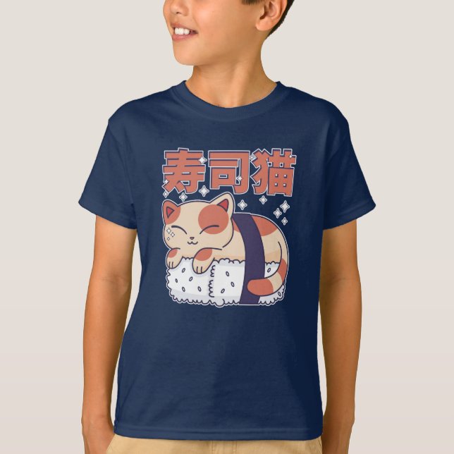 T-shirt Sushi Sleeping Chat Kitten cuisine asiatique Adult (Devant)