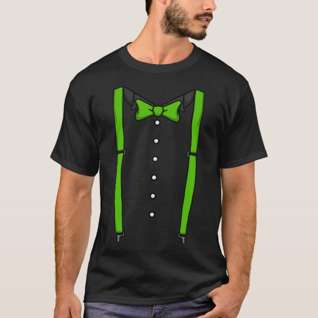 T-shirt Suspendants de Cravate de Bow vert Cummerbund Crav (Devant)