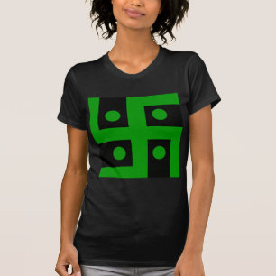 T-shirt Svastika indou (vert sur l'arrière - plan noir)