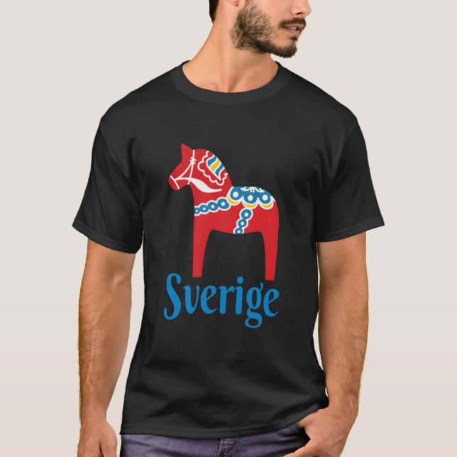 T-shirt Sverige Suède Dala Horse Dalecarlienne Hors (Devant)