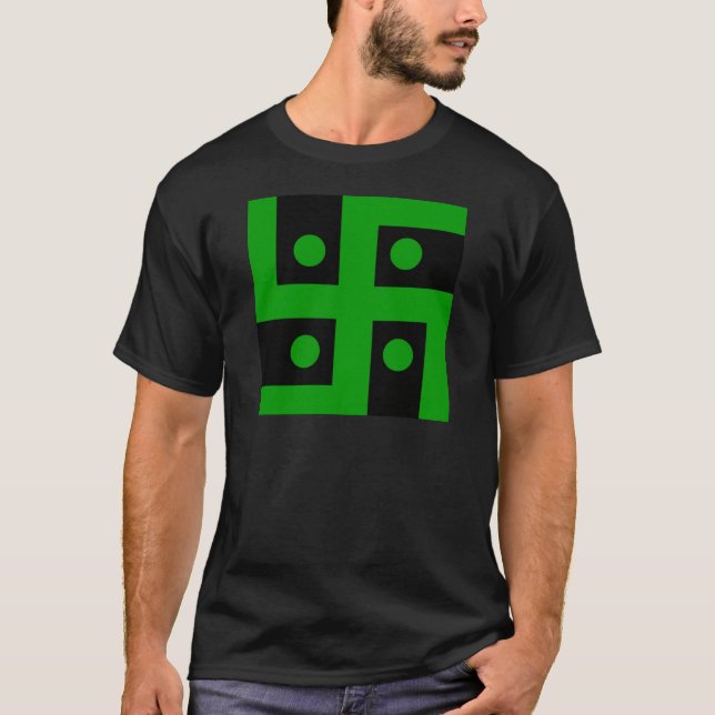 T-shirt swastika hindoue (vert sur arrière - plan noir) (Devant)