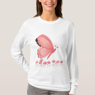 T-shirt Sweat-shirt à motif de papillon rose mignon